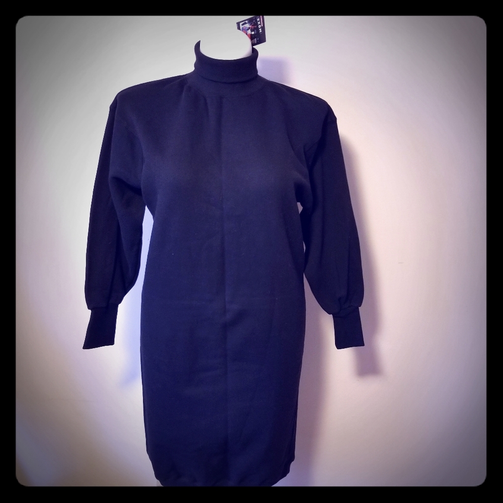 Mexx Emanuelle Sweatshirt Dress NWT Small Turtlneck Cotton, Black, Goth, Grunge